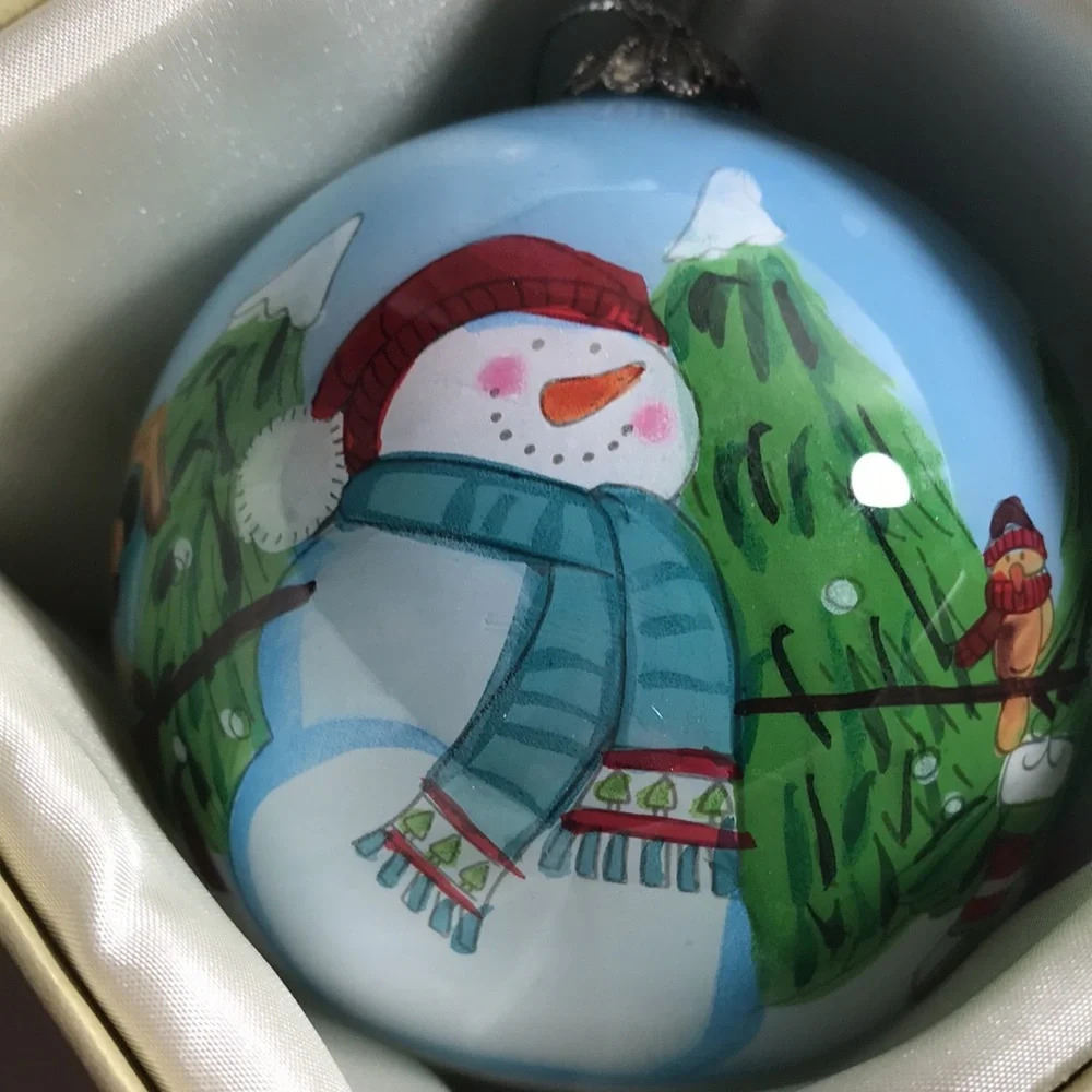 Pier 1 Li Bien Inside Painting Hand Painted Holiday Ornament & Box One of a Kind